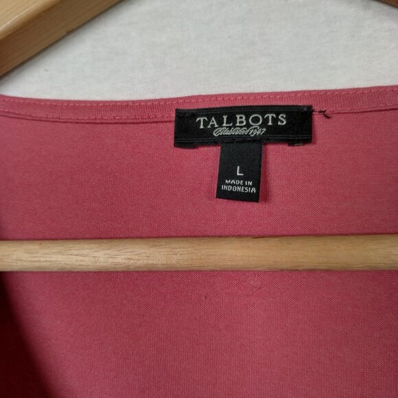 Talbots Tank Top Size Large Pink Rose Pleated Trim V Neck Pastel Beachy Feminine - Picture 5 of 13